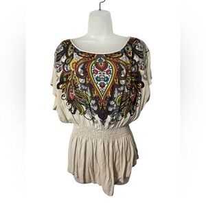 🎉LAST CHANCE🎉 Vintage Bohemian Paisley Blouse with Flutter Sleeves